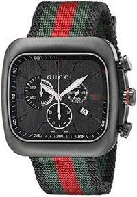 Relógio Gucci Relógio masculino Coupe preto com pulseira de nylon listrada