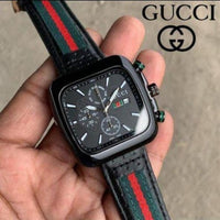 Relógio Gucci Relógio masculino Coupe preto com pulseira de nylon listrada